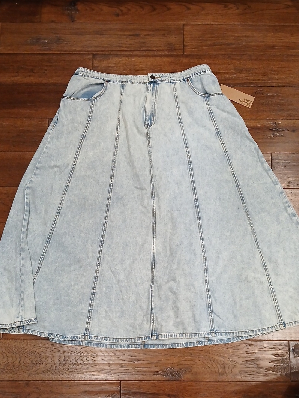 Light Wash Denim A-Line Maxi Skirt - Unbranded